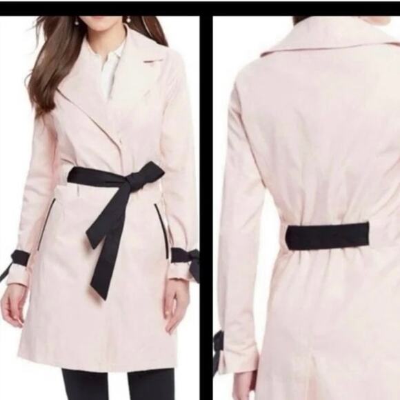 NWT Feminine Antonio Melani Pale Pink Trench Coat Jacket Classy Jacket Medium - Picture 9 of 9